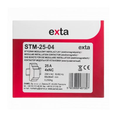 Stycznik modułowy instalacyjny 25A 4xNC 230V AC TYP: STM-25-04 ZAMEL (EXT10000294-WUN)